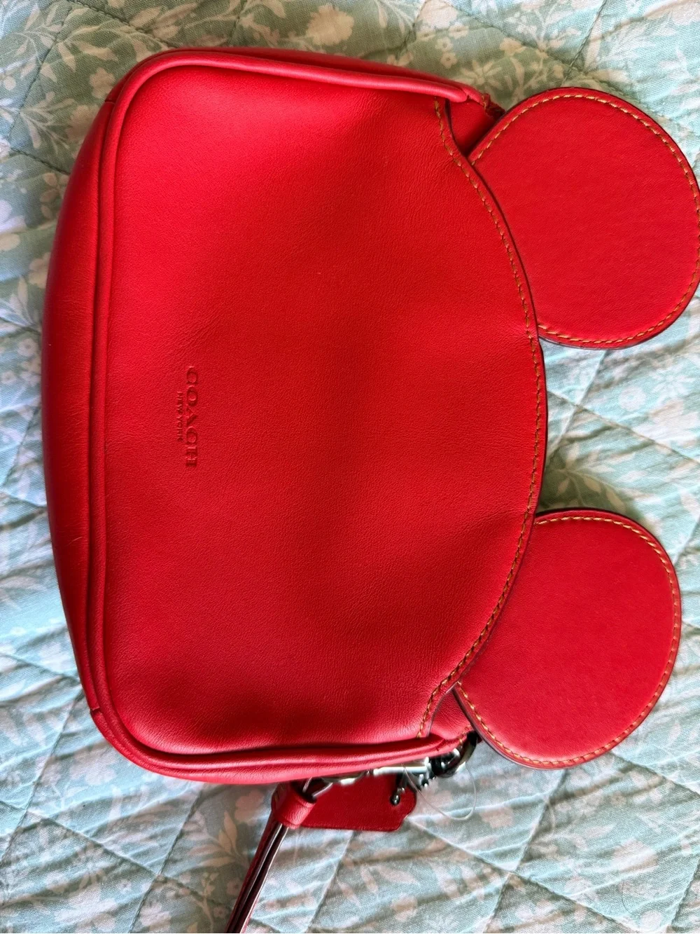 Coach Red Leather Mickey-Ear Crossbody Bag